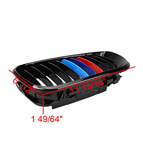 1 Pair Glossy Black M-Color Painted Kidney Grille Grill Compatible For Bmw 2002-2006 320I 325I 325Xi 330I 330Xi #TOP2