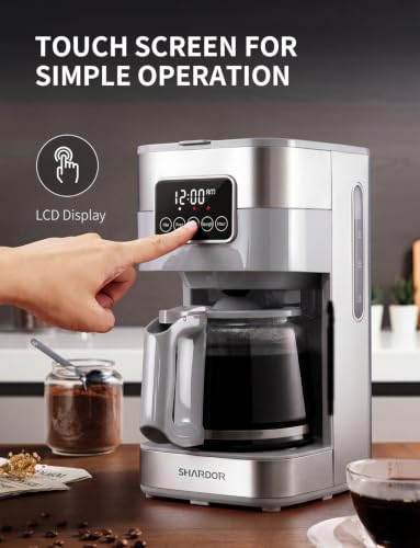 Image of SHARDOR 10-Cup Programmable Coffee Maker, Regular & Strong Brew Drip Coffee Machine for Home and Office, Auto Shut Off, Permanent Filter (gray)
