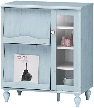Amazon Co Jp Frs 9075fg Sil Frs 9075fg フラップガラスキャビネット キャビネット サイドボード リビングボード 飾り棚 おしゃれ 安い かわいい ブルー 幅80cmまで フレンチカントリー フレンチシャビー ホーム キッチン