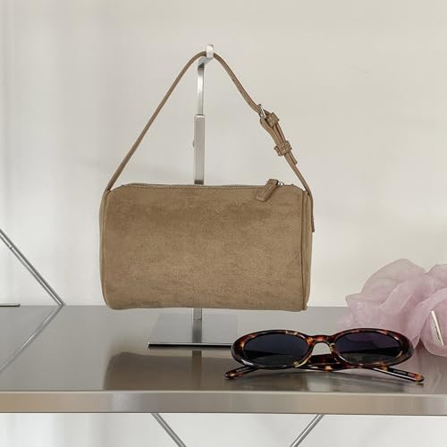 Women's Shoulder Bag Velvety Textured Fabric Spacious Interior Modern Colors 2025 Collection Multi Pocket Suedes Bag4