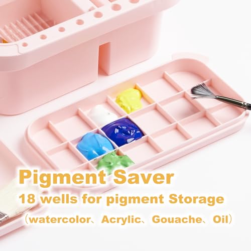 Image of SEVENY Multifunctional Paint Brush Cleaner & Holder, Pink | Painting Accessories, With Handle, For Acrylic, For Watercolor, For Water-Based Paints