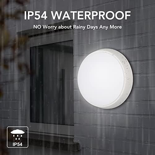14W LED 4000K IP54 Circular Flush Wall Ceiling Mounted Bulkhead Light Fitting for Indoor, Outdoor, Bathroom, Office, Kitchen, Hallway, Corridor, Utility, Garden, Garage, Shed, Workshop, Porch-White