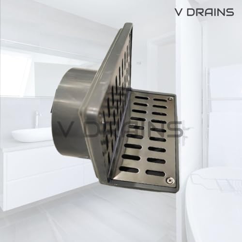 Image of 4 inch Outlets Roof /Balcony /Terrace /Side Wall Corner Parapet Scupper L Shape Drain in ABS + Stainless Steel Grating (125mm x 145mm) with Horizontal /Vertical Outlet Size - 5 Inch x 5.7 Inch