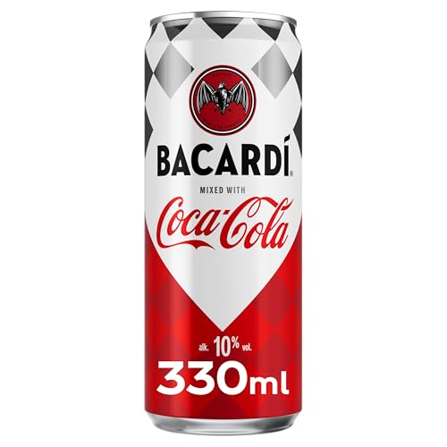 Bacardí Coca-Cola - alkoholhaltiges Mixgetränk (10% Vol) mit perfekter Mischung aus Bacardí Rum und erfrischender Coca-Cola - in stylischen Einweg Dosen (12 x 330ml)