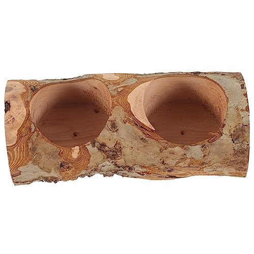 BCOATH Hamster Futternapf Aus Holz Mit Doppelkammer Robust Und Bruchfest Für Meerschweinchen Chinchilla Und Kleintiere Stabile Basis Natürlicher Futternapf Für Kleine Haustiere
