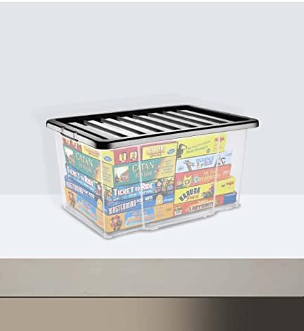VTL® 10 X 50 LITRE PLASTIC STORAGE BOX QUALITY CONTAINER WITH BLACK LID (PACK OF 10)