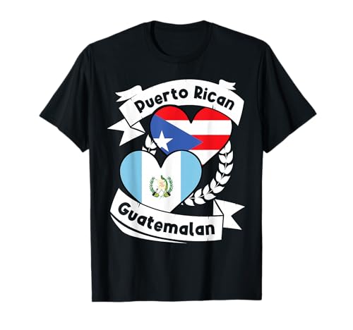 Puerto Rican Guatemalan Heart Flags Puerto Rico Guatemala T-Shirt