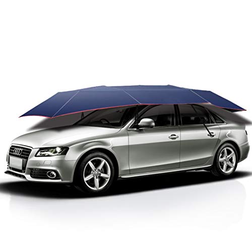 Semi-Automatic Automobile Protection Umbrella, Tent Movable Carport, Folded Car Protection Umbrella Sunproof Sun Shade, Universal(138''X72'')