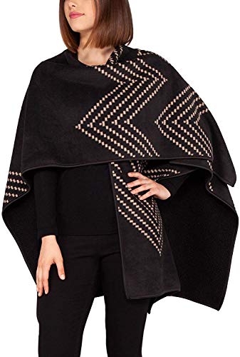 Image of Ike Behar Reversible Fashion Wrap, Black With Design, One Size