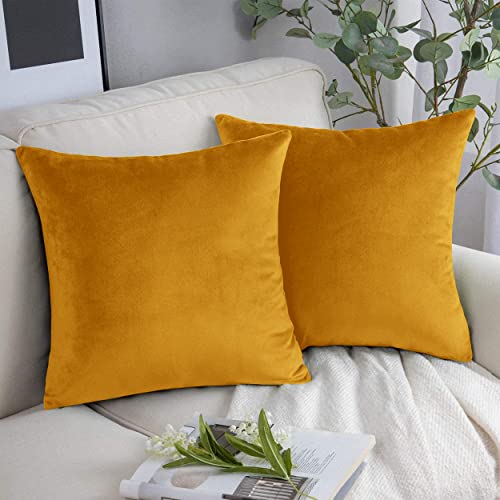Yorkshire Bedding Cushion Covers 45 x 45 (Pack of 2), Decorative Velvet Square Throw Pillow Cases (18x18 Inches)