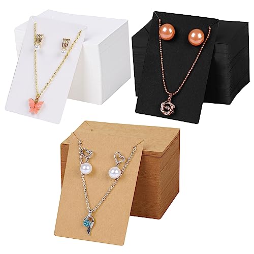 BELLE VOUS Pack de 360 Etiquetas Carton Expositor Pendientes y Collares Soporte para Joyas de Papel Kraft 360 - Tarjetas Kraft en Blanco Joyas, Pendientes Tachas y Cadenas