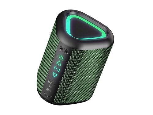 Image of aowoka Portable Wireless Bluetooth Speakers with Led Light, PX7 Waterproof, 30H Playtime, Army Green