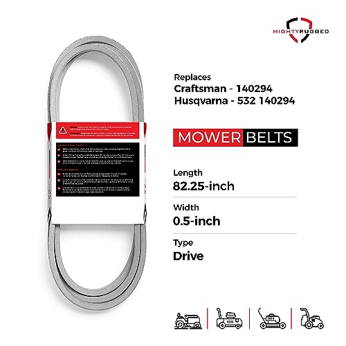 Image of MightyRugged 140294 Craftsman Drive Belt Replacement - 82.25 inch - Heavy-Duty, Durable, Aramid Cord Drive Belt for AYP /Husqvarna /Craftsman Mowers 532 140294, 531 300768, Jonsered /McCulloch 532 140294