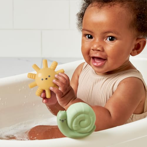 Itzy Ritzy Water-Squirting Sensory Bath Toys – Soft, Textured & Easy to Squeeze for Babies & Toddlers – Characters for Fun & Motor Skill Development - Set of 4 Includes Sun, Snail, Mushroom & Hedgehog - Image 3