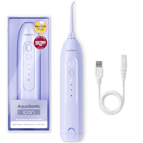 AquaSonic Icon Water Flosser for Teeth – Cordless Rechargeable Oral Irrigator – Waterproof,...