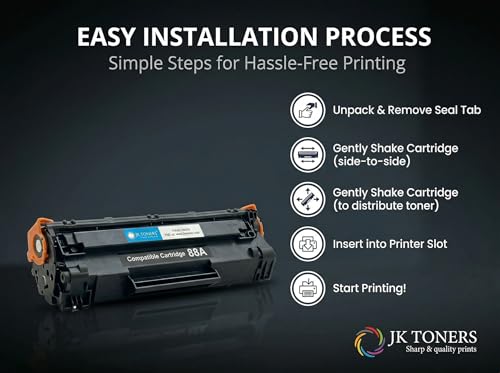 Image of Jk toners 88A Toner Cartridge for P1007, P1008, P1106, P1108, M202, M202n, M202dw, M126nw, M128fn, M128fw, M226dw, M226dn, M1136, M1213nf, M1216nfh, M1218nfs | High Page Yield - 1500