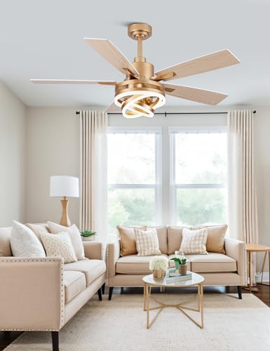 Image of 52 inch White and Gold Modern Chandelier Fandelier Ceiling Fan with Light