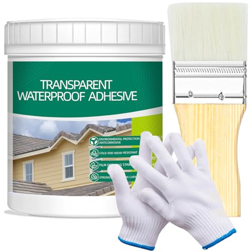 Qiveaory 500G/18Fl.oz Impermeabilizante Transparente Hidrofugante Invisible Baldosas,Hormigón,Tejados Impermeable Agente Cepillos de Madera,Guantes de Trabajo