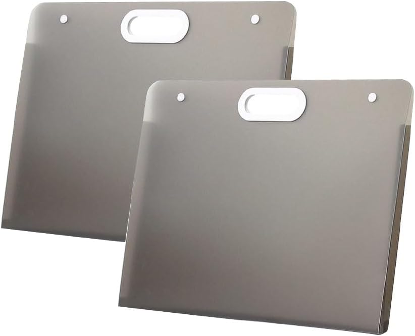 2pcs 13" x 11" Plastic Art Portfolio, Art Portfolio with Handles, Waterproof Portfolio Folder for Artwork, Arts Storage Case for Drawing Sketch Photography Poster (White + Gray)