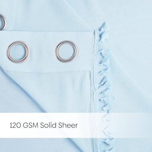 Image of haus & kinder Sheer Door Curtains 7 Feet Long Pack of 2 Door Curtains, 7 Feet Curtains for Door, Light-Filtering & Breathable (Luma Light Blue, 114x213cm)