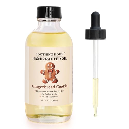 Soothing House Gingerbread Cookie Body Oil: Moisturizing Body Oil for Soft Glowing Skin with Almond & Jojoba Oil (4 fl oz)