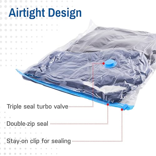 Image of 20-Pack Variety Vacuum Storage Bags for Comforters, Blankets & Clothes - Vacuum Sealed Compression Bags with Hand Pump - Space Saver Storage Bags for Bedding,Travel & Organization (5S, 5M, 5L & 5XL)