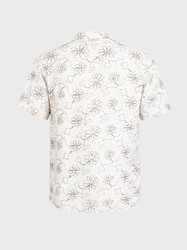 Image of The Indian Garage Co Men Relaxed Fit Textured Half Sleeves Cuban Collar Resort Wear Shirt