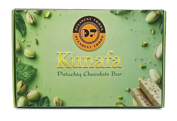 DECADENT FOODS Kunafa Chocolate With Pistachio Chocolate Bar A Popular Authentic Middle Eastern Delight (5 x 48g) 240gm