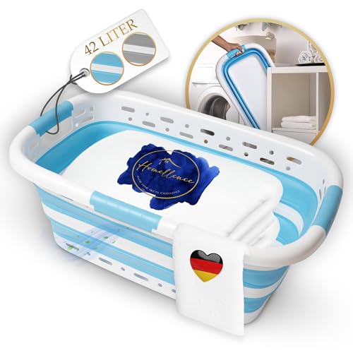 Homellence Wäschekorb Faltbar Klappbar 42 Liter - Klappbarer Faltbarer Wäschekorb BPA-frei - Faltbare Wäschekörbe - Wäschewanne Faltbar - Faltwanne - Foldable Laundry Baskets - 65x40x27/8,5cm (Blau)