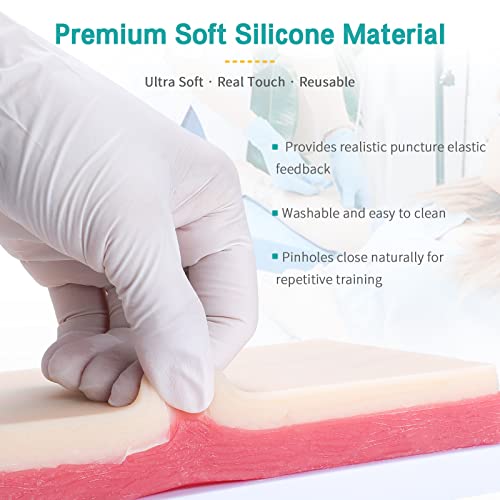 Image of Venipuncture IV Injection Training Pad - IV Practice Pad with 4 Veins Imbedded for Nusrsing Injection Training - 3 Layers Simulation Skin Nursing Injection Practice Pad for Medical Education