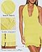 Mini Dresses for Women Summer 2026 Sexy Halter Sleeveless V Neck Backless Y2K Side Slit Ruffle Trim Hem Cocktail Party Bodycon Mesh Dress Yellow XS