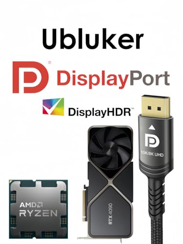 Ubluker 10K 8K DisplayPort 2.1 Cable 54Gbps 0.5M, Certified DP to DP Cord 4K 240Hz 165Hz 144Hz 120Hz 10K 8K 120Hz Nylon Braided UHBR HDCP2.3 FreeSync G-Sync RTX5090 Gaming Monitor PC Projector - Image 6