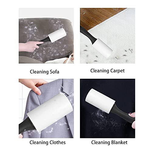 Image of 10 PCS Lint Roller 2 Handle + 8 Roll Refill Sticky Lint Remover Roller for Clothes Easy-Tear Pet Fur Dog Hair Remover Sheet Brush for Woolen Clothes, Sofa, Furniture, Sweater, Dust & Dirt 600 Sheet