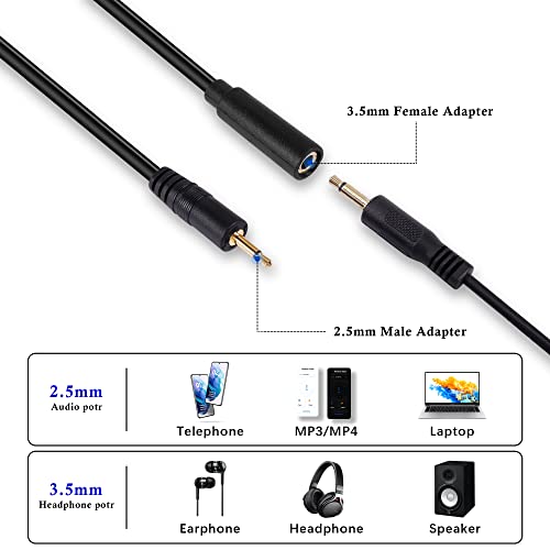 Cable adaptador 2.5mm a 3.5mm, 2 unidades miniatura 5