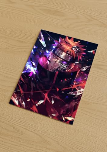 Image of NIJUKA Anime Printed Metal sheet Poster For Home And Room Decoration | For Anime Art Fans Boys And Girls (Akatsuki member pain mighty push)