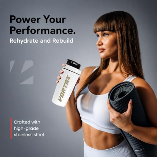 Image of Steel Protein Shaker Bottle With Premium Laser Engraved Logo | 100% Leakproof BPA-Free Metal With Whisk Ball | Perfect for Protein, Pre-Workout, Creatine (Engrave White)