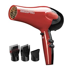 RED by Kiss Tourmaline Ceramic 2200W PRO – Professional Hair Dryer with Extra Combs, Frizz-Free Hair, Six Heat Settings Blow Dryer