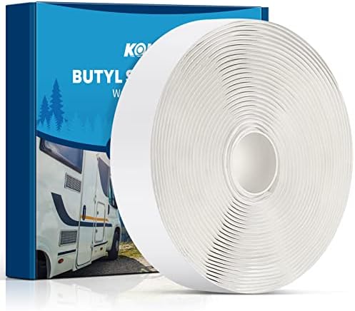 Kohree Butyl Seal Tape RV Putty Rubber Sealant Tape White, 1/8-Inch x 3/4-Inch x 30-Foot, Leak Proof Butal Tape for RV Repair, Window, Boat Sealing, Glass and EDPM Rubber Roof Patching