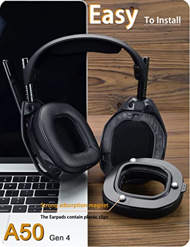 Defean Earpads para Astro A50 Gen4 / A50 Gen5 / A50X (Cuero sintético) | Almohadillas y espuma de micrófono, espuma de alta densidad para cancelación de ruido, cojines con mayor grosor miniatura 4