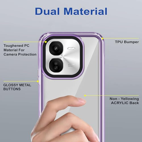 Image of amazon basics Back Case Cover for iQOO Z9x 5G | Compatible for iQOO Z9x 5G Back Cover | Case Cover with Camera Protection | (TPU + PC | Translucent Purple)