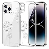 Kompatibel mit iPhone 14 Pro Hülle Original Silikon Transparent Löwenzahn Blumen Glitzer Muster TPU Handyhülle für iPhone 14 Pro Hülle AntiGelb Kratzfeste Dünn Schutzhülle für iPhone 14 Pro Case Cover