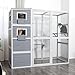 Outdoor Cat Enclosure, 4-Tier Large Cat Catio with Weatherproof Roof, 2 Resting Rooms, 2 Platforms, Walk in Cat Cage Cat House, Wood (Grey)