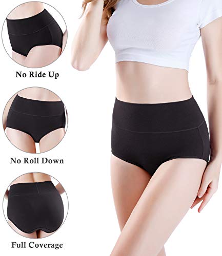 Image of wirarpa Womens 4 Pack Ultra Soft High Waisted Bamboo Underwear Briefs Plus Size Panties Black,XXL: 9, waist 43-46, 109cm-116cm