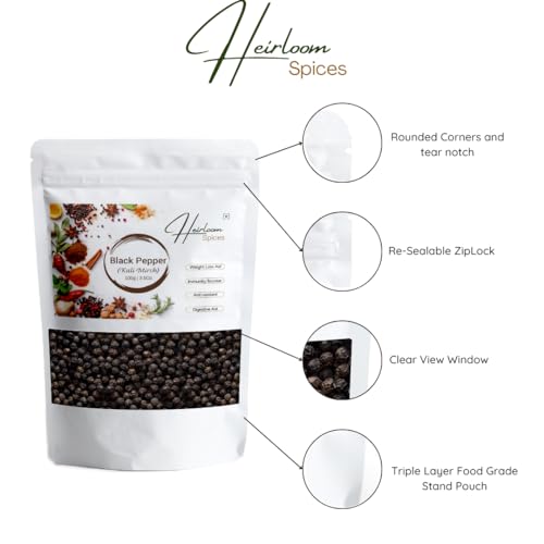 Image of Heirloom Spices Black Pepper 200 grams|Whole Natural From Kerala | Kali Mirch, Premium Pepper, Whole Peppercorn