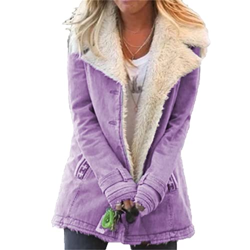 Veste sherpa à manches longues chaude et isolante avec boutons à revers