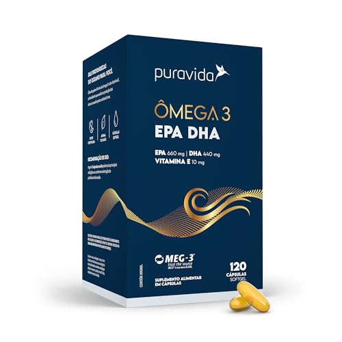 Puravida Ômega 3 EPA DHA MEG-3® + Vitamina E 120 Cápsulas