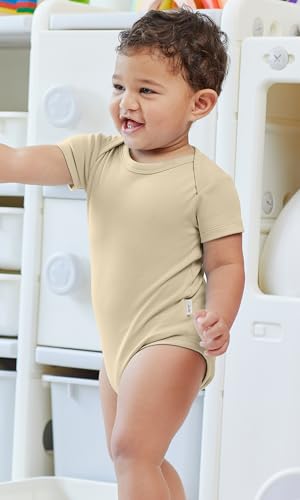 Image of KOH KOH Kids Short Sleeve Cotton Solid Lap Shoulder Baby Bodysuit