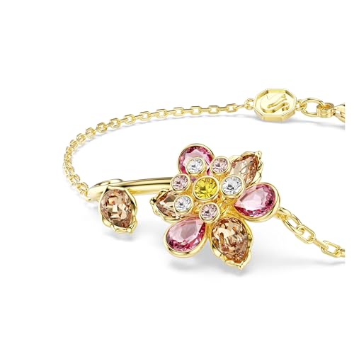 Swarovski Idyllia bracelet, Mixed cuts, Flower, Multicolored, Gold-tone finish4