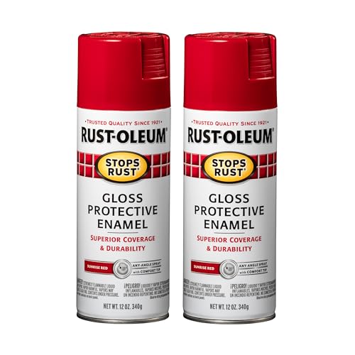 Image of Rust-Oleum 7762830 Stops Rust Spray Paint, 12 oz, Gloss Red Sunrise, 2 Pack