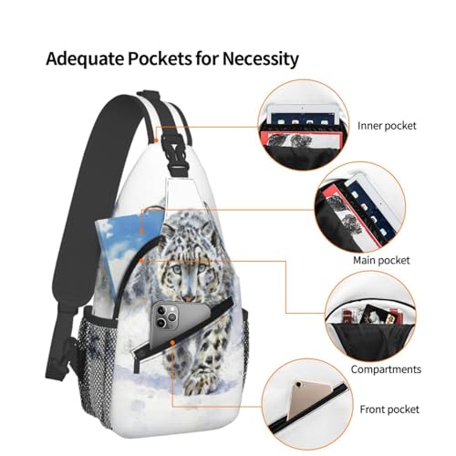 Image of Crossbody Bag Snow Leopard Sling Bag Backpack Chest Bags Shoulder Bag for Women Men